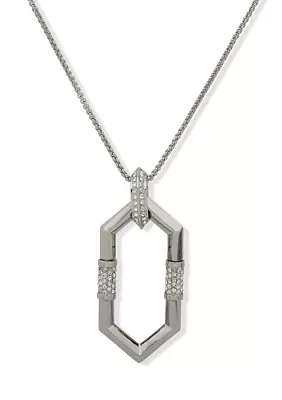 Silver Tone 36" Crystal Geo Slider Necklace