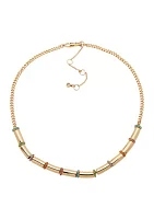 Gold Tone Multicolor Rondelle Frontal Necklace