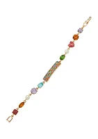 Gold Tone Multicolor Rondelle Frontal Necklace