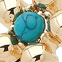 Gold Tone Turquoise Flower Butterfly Cuff Bracelet