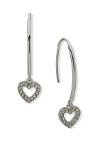 Silver Tone Crystal Heart Threader Positive Vibes. All day, Every Day. Earrings