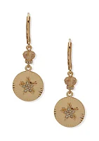 Gold Tone Ivory Pavé Star Drop Positive Vibes Every Day Earrings