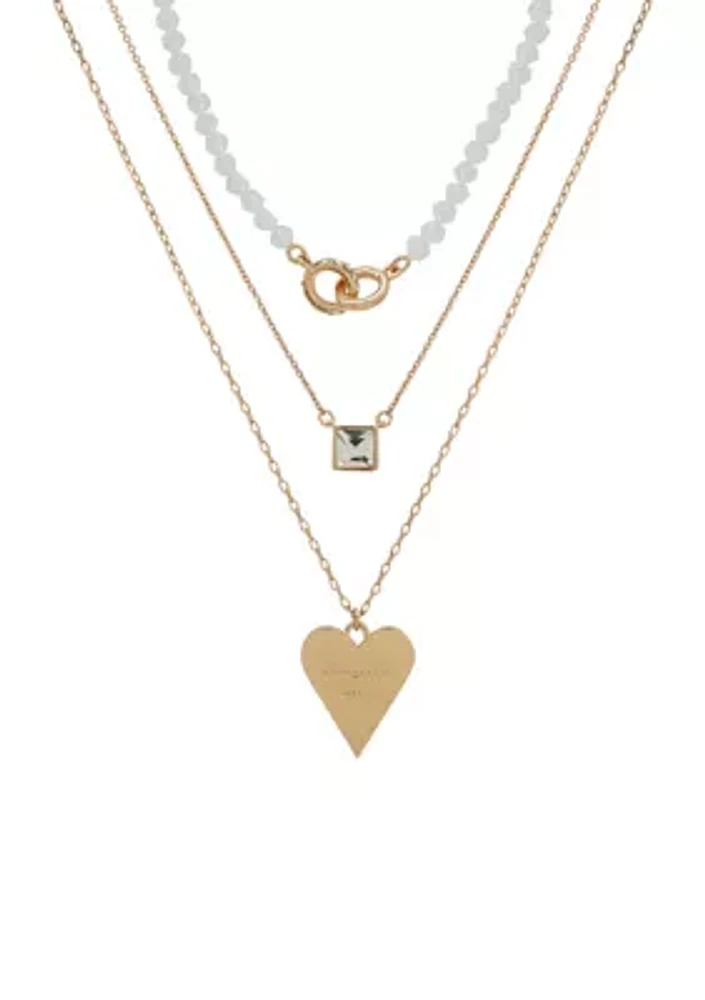 Gold Tone Set of 3 Crystal Daughter Pendant Necklace