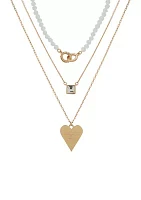 Gold Tone Set of 3 Crystal Daughter Pendant Necklace