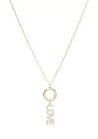 Gold Tone 16" Crystal Love Charm Pendant Necklace