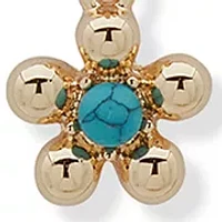 Gold Tone Turquoise Multirow Flower Butterfly Pendant Necklace