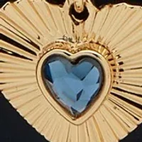 Gold Tone Blue Heart Stud Earrings and Pendant Necklace Set