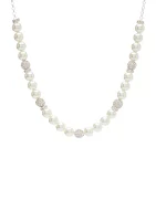 Silver Tone 16'' + 3'' Extender Frontal Fireball Pearl Necklace