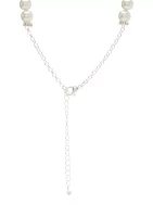 Silver Tone 16'' + 3'' Extender Frontal Fireball Pearl Necklace