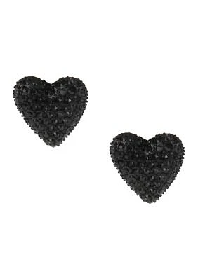 Stone Heart Stud Earrings