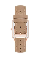   Beige Faux Leather Band Watch with Crystal 