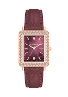  Purple Faux Leather Band Watch with Crystal 