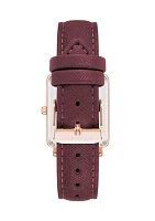  Purple Faux Leather Band Watch with Crystal 