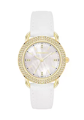 Glitz Dial Faux Leather Band Watch