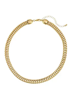 Gold Tone 16'' + 3'' Extender Short Curb Chain Necklace