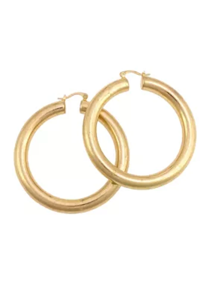 Gold Tone Click It Tubular Hoop Earrings