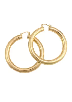 Gold Tone Click It Tubular Hoop Earrings