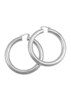 Silver Tone Click It Tubular Hoop Earrings