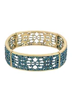 Gold Tone Filigree Stretch Bangle Bracelet