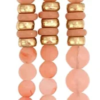 Gold Tone 38'' + 3'' Extender Triple Row Multi Coral Beaded Necklace