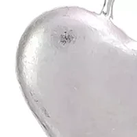 Silver Tone Long Organic Heart Pendant Necklace