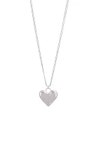 Silver Tone Long Organic Heart Pendant Necklace