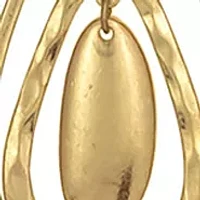 Gold Tone Long Orbital Pendant Necklace