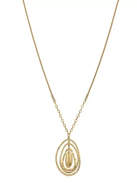 Gold Tone Long Orbital Pendant Necklace