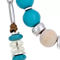 Silver Tone Double Row  Turquoise Multi Beaded Necklace