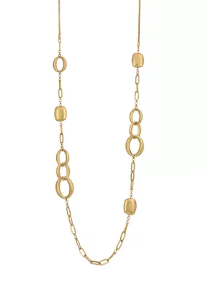 Gold Tone Long Chain Necklace