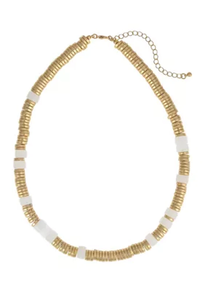 Gold-Tone Short Beaded Necklace