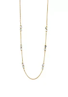 Gold Tone with White Howlite Long Necklace