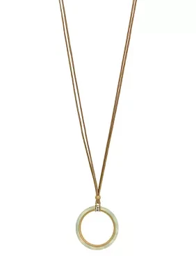 Gold Tone Natural Multi Open Stone Pendant Necklace