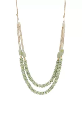 Two Tone Double Row Multi Green Beaded Necklace