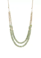 Two Tone Double Row Multi Green Beaded Necklace