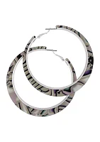 Silver Tone Large Multicolored Lucite Hoop Earrings