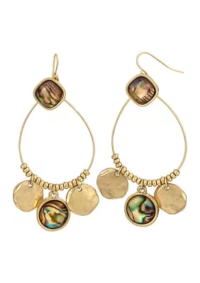 Gold Tone Gypsy Hoop Drop Earrings