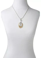 Two Tone Short Layered Double Pendant Necklace