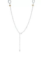 Two Tone Linked with Open Teardrop Stations Necklace