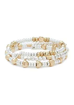 Two Tone Beaded Coil Bracelet