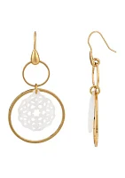 Gold-Tone Double Open Ring Drop Earrings