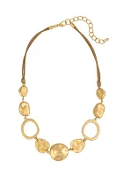 Gold-Tone Open Link and Nugget Frontal Necklace