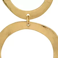 Gold Tone Open Double Ring Long Pendant Necklace