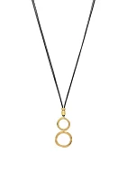 Gold Tone Open Double Ring Long Pendant Necklace