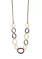 Gold Tone Open Berry/neutral & Metal Linked Necklace