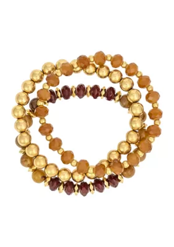 Gold Tone Berry Beaded Multi Row Bracelet Set