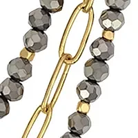 Gold Tone Layered 3 Row Beaded Necklace