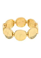 Round Disc with Scattered Stones Stretch Bracelet