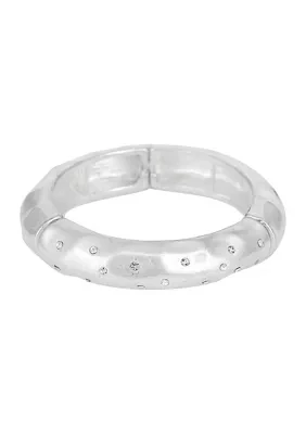 Silver Tone Stretch Bangle with Crystal Accent Stones Bracelet