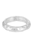 Silver Tone Stretch Bangle with Crystal Accent Stones Bracelet